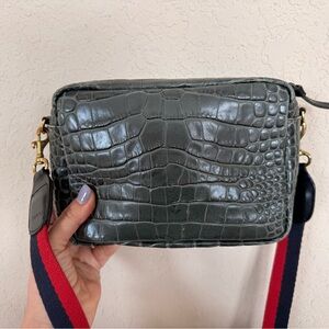 Clare V crocodile Midi Sac with shoulder strap